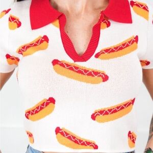 Hot dog print knit crop top, sold out style, 4th of July 🎇 🌭
